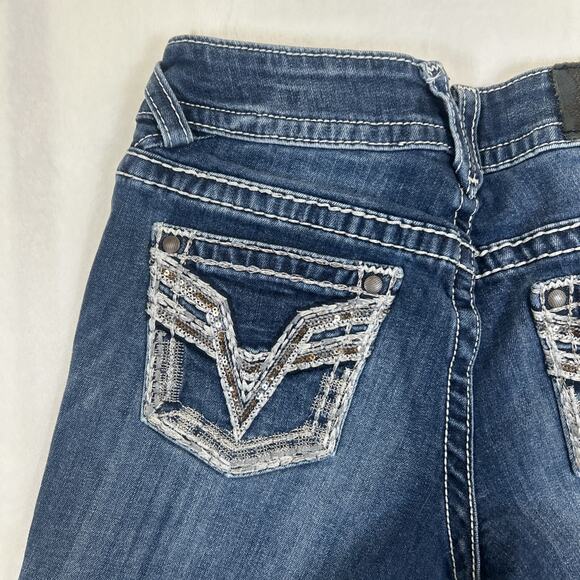 Vigoss Womens Blue Denim The Chelse Bootcut Jeans Mid Rise Size 3/4 x 32 Charity - Picture 14 of 15